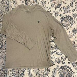 American Eagle Men's Tan Long Sleeve Super Soft Tee Sz L